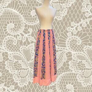 Vintage 70s pink floral maxi skirt